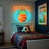 Basketball Neon Sign with Name, Winged Ball LED Light, Boys Room Wall Decor