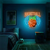 Basketball Neon Sign with Name, Winged Ball LED Light, Boys Room Wall Decor