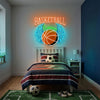 Basketball Neon Sign with Name, Winged Ball LED Light, Boys Room Wall Decor