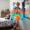 Basketball Neon Sign with Name, Winged Ball LED Light, Boys Room Wall Decor