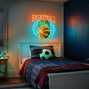 Basketball Neon Sign with Name, Winged Ball LED Light, Boys Room Wall Decor