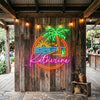 Beach Neon Sign Custom, Name Palm Sunset LED Light, Coastal Home Bar Decor