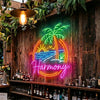 Beach Neon Sign Custom, Name Palm Sunset LED Light, Coastal Home Bar Decor