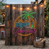 Beach Neon Sign Custom, Name Palm Sunset LED Light, Coastal Home Bar Decor