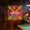 Billiard Neon Sign Custom, Name Crossed Cues LED Light, Game Room Decor