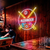 Billiard Neon Sign Custom, Name Crossed Cues LED Light, Game Room Decor