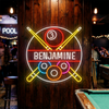 Billiard Neon Sign Custom, Name Crossed Cues LED Light, Game Room Decor