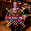 Billiard Neon Sign Custom, Name Crossed Cues LED Light, Game Room Decor
