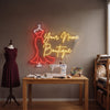 Boutique Neon Sign Custom, Dress Form LED Light, Sewing Shop Decor