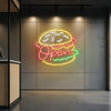 Burger Restaurant Neon Sign - Customized Open Burger Yellow Red