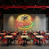 Burger Restaurant Neon Sign - Customized Open Burger Yellow Red