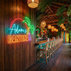 Cantina Neon Sign Custom, Name Palm Sunset LED Light, Mexican Home Bar Decor
