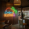 Cantina Neon Sign Custom, Name Palm Sunset LED Light, Mexican Home Bar Decor