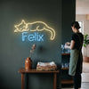Cat Neon Sign with Name, Custom Sleeping Kitty LED Light, Kids Room Decor