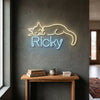 Cat Neon Sign with Name, Custom Sleeping Kitty LED Light, Kids Room Decor