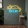 Cat Neon Sign with Name, Custom Sleeping Kitty LED Light, Kids Room Decor