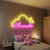 Cloud Neon Sign Custom, Name Stars LED Light, Girls Room Wall Decor