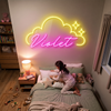 Cloud Neon Sign Custom, Name Stars LED Light, Girls Room Wall Decor