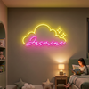 Cloud Neon Sign Custom, Name Stars LED Light, Girls Room Wall Decor