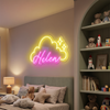 Cloud Neon Sign Custom, Name Stars LED Light, Girls Room Wall Decor