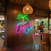 Club Neon Sign Custom, Name Palm Tree LED Light, Tropical Home Bar Lounge Decor