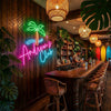 Club Neon Sign Custom, Name Palm Tree LED Light, Tropical Home Bar Lounge Decor