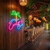 Club Neon Sign Custom, Name Palm Tree LED Light, Tropical Home Bar Lounge Decor