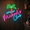 Club Neon Sign Custom, Name Palm Tree LED Light, Tropical Home Bar Lounge Decor