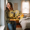 Couple Initials Neon Sign Custom, Double Heart LED Light, Wedding Wall Decor