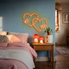 Couple Initials Neon Sign Custom, Double Heart LED Light, Wedding Wall Decor