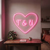 Couple Initials Neon Sign Custom, Heart LED Light, Wedding Wall Decor