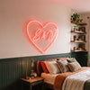Couple Initials Neon Sign Custom, Heart LED Light, Wedding Wall Decor