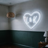 Couple Initials Neon Sign Custom, Heart LED Light, Wedding Wall Decor