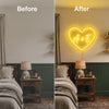 Couple Initials Neon Sign Custom, Heart LED Light, Wedding Wall Decor