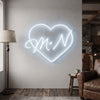 Couple Initials Neon Sign Custom, Heart Monogram LED Light, Wedding Decor