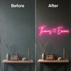 Couple Names Neon Sign Custom, Heart LED Light, Wedding Wall Decor