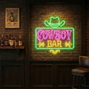 Cowboy Bar Neon Sign Custom, Hat LED Light, Western Home Bar Man Cave Decor