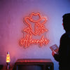 Cowboy Neon Sign Custom, Name Bandana LED Light, Western Room Decor