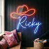 Cowboy Neon Sign Custom, Name Hat LED Light, Western Room Decor