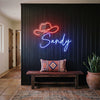 Cowboy Neon Sign Custom, Name Hat LED Light, Western Room Decor
