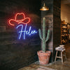 Cowboy Neon Sign Custom, Name Hat LED Light, Western Room Decor