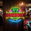 Cowboy Neon Sign Custom, Western Cactus LED Light, Bar Wall Decor