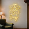 Cowgirl Neon Sign Custom, Name Hat LED Light, Western Wall Decor