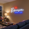 Family Neon Sign Custom, Last Name Patriotic LED Light, Home Wall Decor