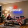 Family Neon Sign Custom, Last Name Patriotic LED Light, Home Wall Decor