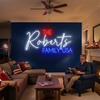 Family Neon Sign Custom, Last Name Patriotic LED Light, Home Wall Decor