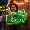 Fiesta Neon Sign Custom, Sombrero LED Light, Mexican Party Backdrop Wall Decor