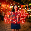 Fiesta Neon Sign Custom, Sombrero LED Light, Mexican Party Backdrop Wall Decor
