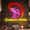 Fishing Neon Sign Custom, Name Fish Hook LED Light, Man Cave Wall Decor