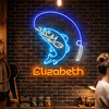 Fishing Neon Sign Custom, Name Fish Hook LED Light, Man Cave Wall Decor